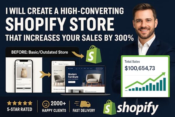 I will build shopify store, design redesign copy ecommerce website, dropshipping store